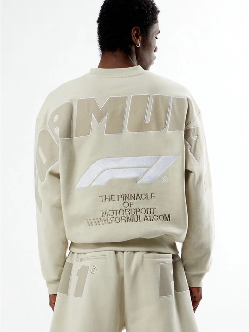 PacSun F1 Beige Logo Crewneck Sweatshirt